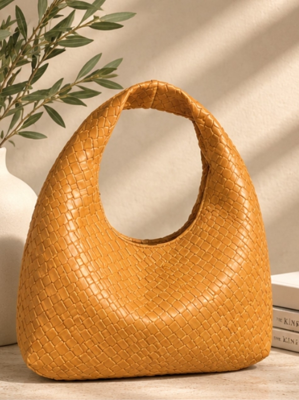 Woven Mini  Bag in Mustard Yellow